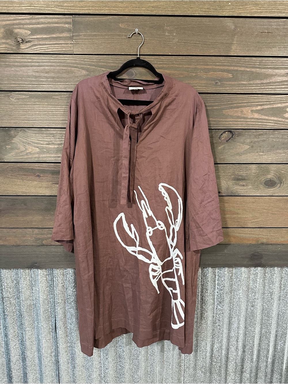 Tuckernuck Midi Dress with White Lobster Motif sheer